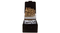 Zestaw wierteł do metalu HSS-TiN 1.0-13 mm głęboko szlifowane stal 9341 DIN338 25 elementów 57H200