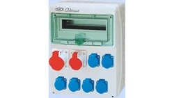 Rozdzielnica RSS-04 okienko 12 modułów okablowana 1x32A 3P+N+Z 400V, 1x16A 3P+N+Z 400V, 6x16A 2P+Z 250V IP44 942043