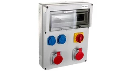 Rozdzielnica RSE-05 z rozłącznikiem 0-1 40A okienko 14 modułów okablowana 2x16A 3P+N+Z 400V 2x16A 2P+Z 250V IP54 942102