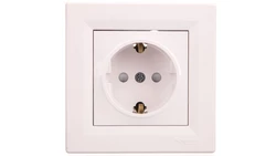 Gniazdo pojedyncze Asfora SCHUKO z przesłonami białe z ramką EPH2900221