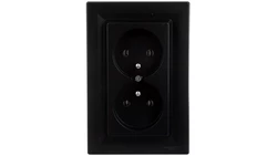Gniazdo 2x2P+PE Asfora antracyt z ramką EPH9800271