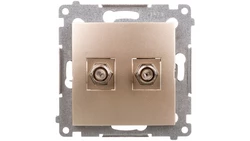 Simon 54 Gniazdo antenowe podwójne typu F złoty mat DASF2.01/44