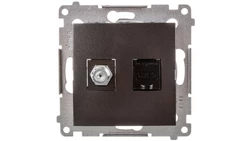 Simon 54 Gniazdo antenowe i komputerowe typu F i RJ45 kat.6 antracyt DASFRJ45.01/48