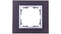 Simon 82 Ramka pojedyncza metalowa inox czarny/ ramka pośrednia aluminium 82917-38