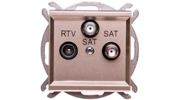 SONATA Gniazdo antenowe RTV-SAT-SAT szampański złoty GPA-R2S/m/39