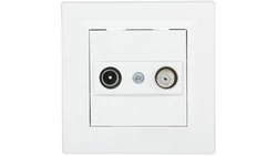 Gniazdo antenowe Asfora TV-SAT końcowe 1dB białe z ramką EPH3400121