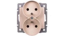 LOGI Gniazdo podwójne 2x2P+Z śrubowe 16A 250V Kremowy 25151