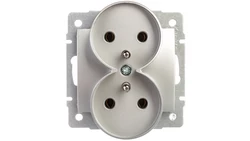 LOGI Gniazdo podwójne 2x2P+Z śrubowe 16A 250V Srebrny 25210