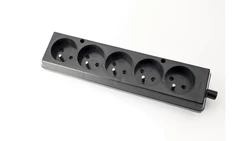 Gniazdo przenośne pięciokrotne 16A 2P+Z 250V czarne GN-570