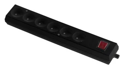 Gniazdo przenośne sześciokrotne 16A 2P 250V z wyłącznikiem czarne GN-660WS