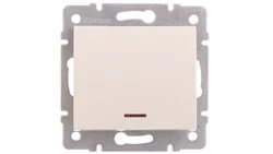 LOGI Łącznik jednobiegunowy z LED śrubowy 10AX 250V kremowy 021110103 25138