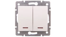 LOGI Łącznik dwugrupowy świecznikowy z LED śrubowy 10AX 250V biały 021120102 25079