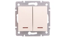 LOGI Łącznik zwierny podwójny LED śrubowy 10AX 250V kremowy 021023103 25130