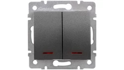 LOGI Łącznik zwierny podwójny LED śrubowy 10AX 250V grafit 021023141 25248