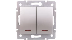 LOGI Łącznik zwierny podwójny LED śrubowy 10AX 250V srebrny 021023143 25189