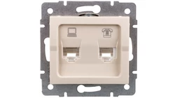 LOGI Gniazdo teleinformatyczne (RJ45 Cat 5e+RJ11) Kremowy 25171