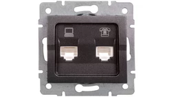 LOGI Gniazdo teleinformatyczne (RJ45 Cat 5e+RJ11) Grafit 25289