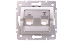 LOGI Gniazdo teleinformatyczne (RJ45 Cat 5e+RJ11) Srebrny 25230