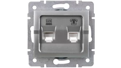 LOGI Gniazdo teleinformatyczne (RJ45 Cat 6+RJ11) Srebrny 25231