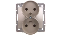 DOMO Gniazdo podwójne z uziemieniem śrubowe 16A 250V szampański 011253150 25032