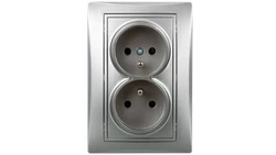 DOMO Gniazdo podwójne kompletne ochrona styków śrubowe 16A 250V srebrny 011260143 24856