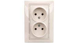 DOMO Gniazdo podwójne bez uziemienia kompletne śrubowe 16A 250V kremowy 011280103 24800