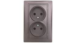 DOMO Gniazdo podwójne bez uziemienia kompletne śrubowe 16A 250V grafit 011280141 24918