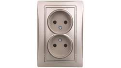 DOMO Gniazdo podwójne bez uziemienia kompletne śrubowe 16A 250V szampański 011280150 25036