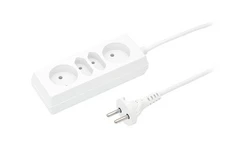 Przedłużacz 2-gniazda b/u + 2xEuro 10A 3m /OMY 2x1/ biały PS-462