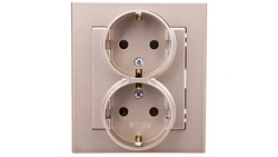 SONATA Gniazdo podwójne z/u Schuko szampański złoty GP-2RS/39