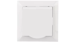 PREMIUM Gniazdo pojedyncze z/u 16A 250V z klapką IP44 białe GPT-16 PrH