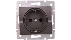 LOGI Gniazdo pojedyncze 2P+Z Schuko z przesłoną styków śrubowe 16A 250V Grafit 25266