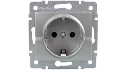 LOGI Gniazdo pojedyncze 2P+Z Schuko z przesłoną styków śrubowe 16A 250V Srebrny 25207