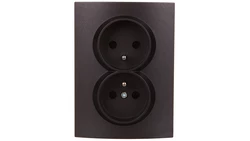 LOGI Gniazdo podwójne 2x2P kompletne śrubowe 16A 250V Grafit 25271