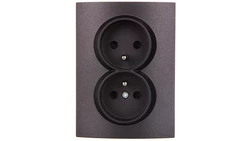 LOGI Gniazdo podwójne 2x2P+Z kompletne z przesłoną styków śrubowe 16A 250V Grafit 25270