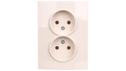 LOGI Gniazdo podwójne 2x2P kompletne śrubowe 16A 250V Kremowy 25155