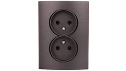 LOGI Gniazdo podwójne 2x2P kompletne śrubowe 16A 250V Grafit 25273