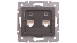 LOGI Gniazdo komputerowe (2xRJ45Cat 5e Jack) niezależne Grafit 25287
