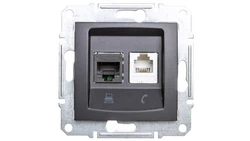SEDNA Gniazdo teleinformatyczne RJ11 RJ45 kat.5e UTP grafitowe SDN5100170