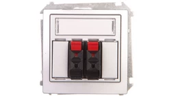 Simon Basic Gniazdo głośnikowe podwójne srebrny mat BMGL3.01/43