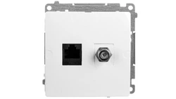 Simon Basic Gniazdo antenowe typu F + komputerowe RJ45 kat.6 białe BMAFRJ45.01/11