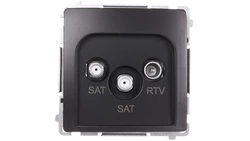 Simon Basic Gniazdo antenowe podwójne końcowe RTV/SAT/SAT-RTV grafit matowy BMZAR+SAT3.1-P2.01/28