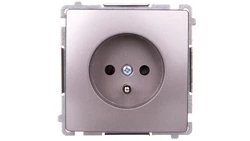 Simon Basic Gniazdo pojedyncze z/u z przesłonami stal inox BMGZ1Z.01/21