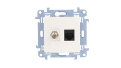 Simon 10 Gniazdo antenowe + komputerow typu F + RJ45 kat.5e białe CASFRJ455.01/11