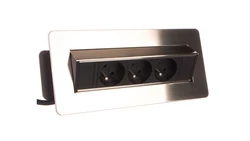 Gniazdo wpuszczane w blat 3x250V w niklowanej obudowie z przewodem 1,8m OR-AE-1363