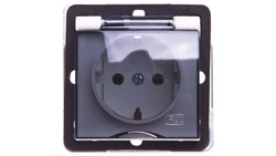 IMPRESJA Gniazdo bryzgoszczelne z/u Schuko IP44 klapka przezroczysta ecrue GPH-1YS/m/27/d