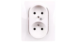 NILOE Gniazdo podwójne z/u kompaktowe 16 A 250V z przesłonami białe 764541