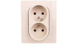 NILOE Gniazdo podwójne z/u kompaktowe 16 A 250 Vz przesłonami kremowe 764641