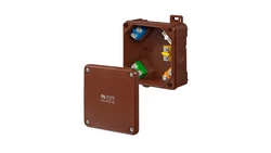 Puszka hermetyczna n/t 2K 98x98x46mm z zaciskami 5x2,5mm2 IP55/IP65 brązowa 0290-61