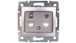 DOMO Gniazdo teleinformatyczne RJ45 Cat 6+RJ11 srebrne 011440043 24876